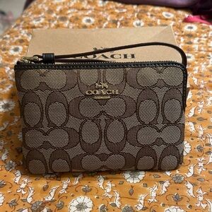 Coach Brown Signature Wristlet